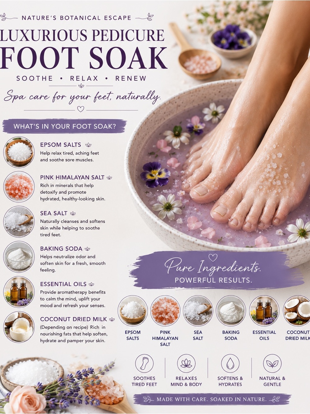 Handcrafted Aromatherapy Mint & Lavender Bath Salts - Picture 2 of 2